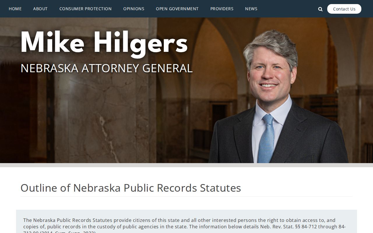 Nebraska residents directory reference to the Attorney General public records guidance