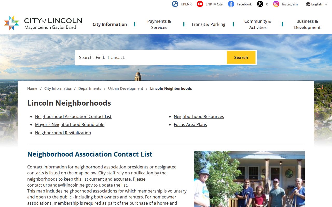 Nebraska neighbors using the City of Lincoln neighborhood and HOA map